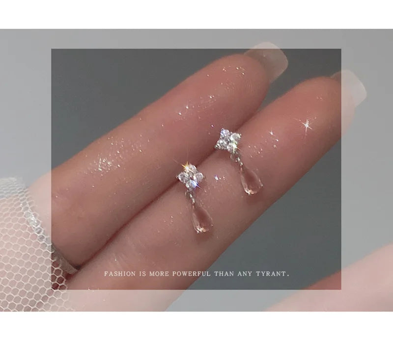 Blue Flow | Korean Cute Water Drop Crystal Earrings ๐งโจ