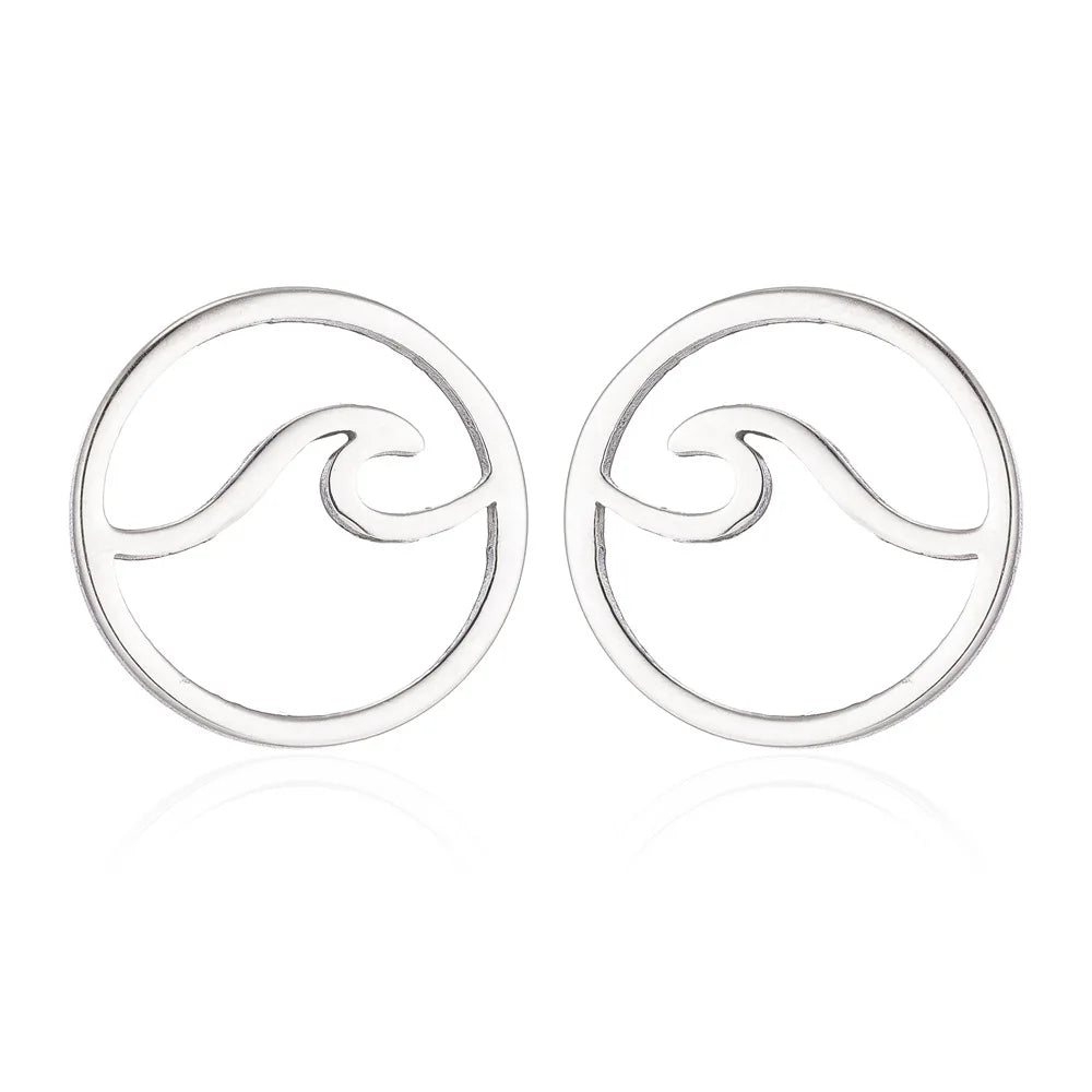 Blue Flow | Sea Wave Geometric Stud Earrings