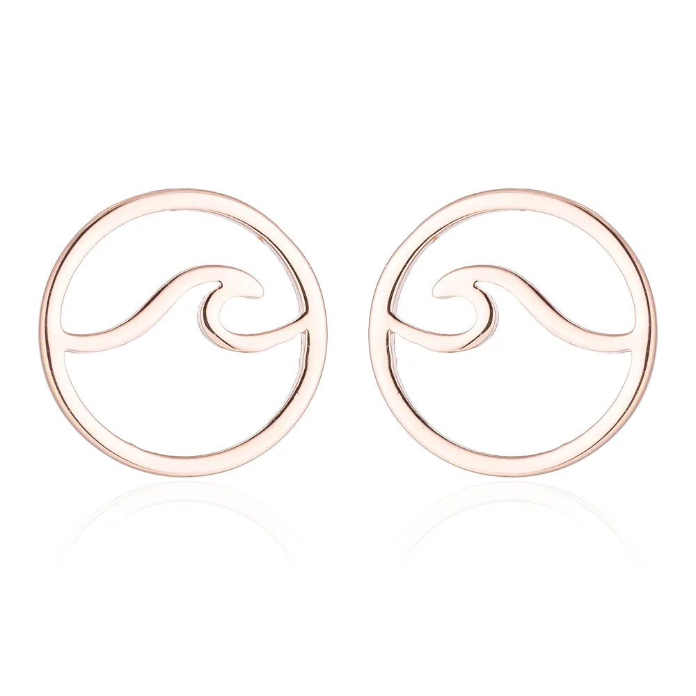 Blue Flow | Sea Wave Geometric Stud Earrings