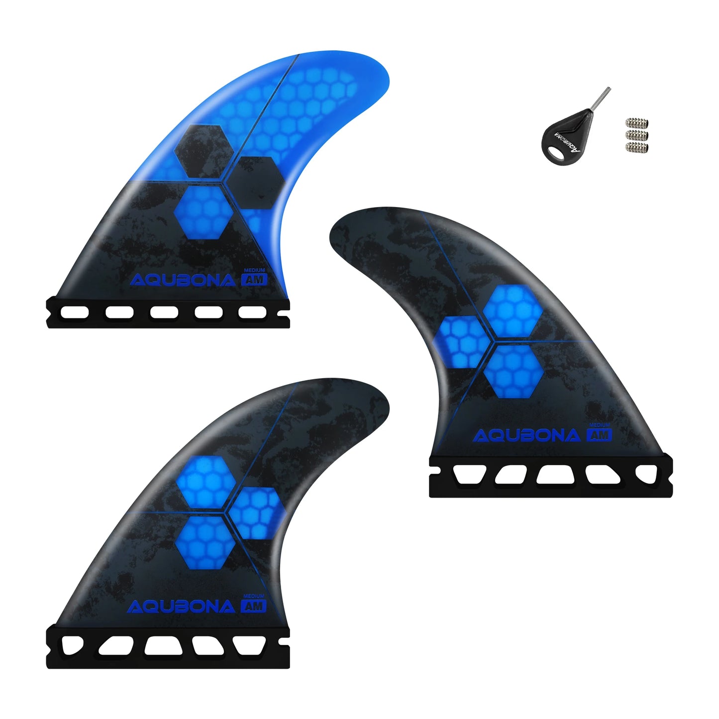 Blue Flow | Honeycomb Fiberglass Surfboard Fins – Tri Fin Set