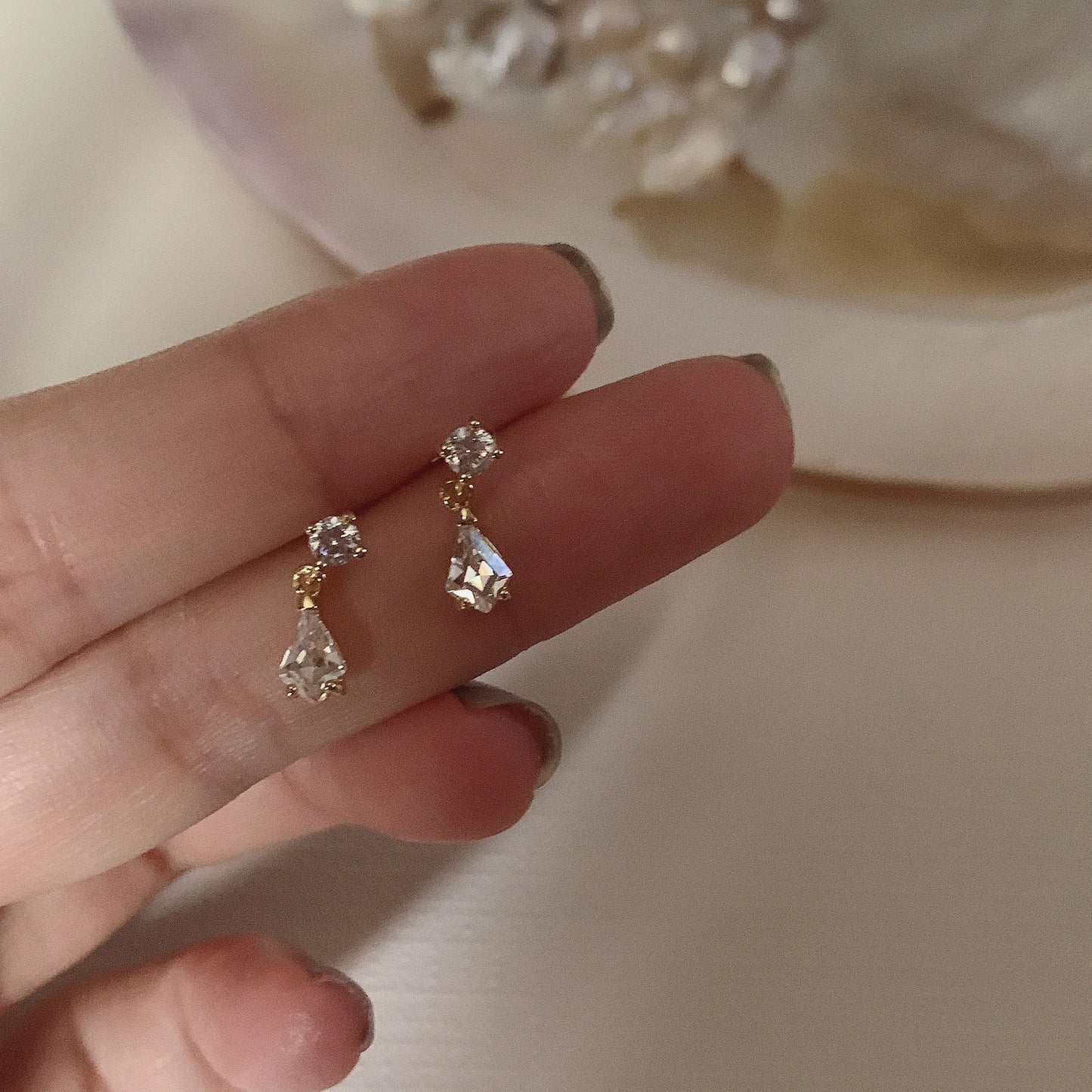 Blue Flow | Korean Cute Water Drop Crystal Earrings ๐งโจ