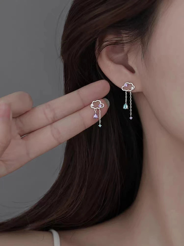 Blue Flow | Korean Cute Water Drop Crystal Earrings 💧✨